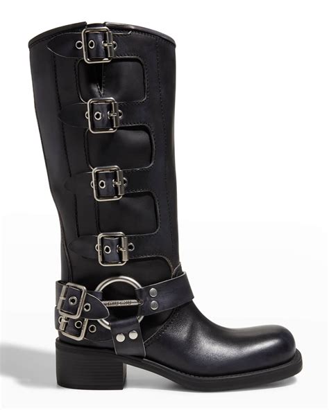 miu miu calfskin multi buckle tall moto boots|Miu Miu Calfskin Multi Buckle Tall Moto Boots .